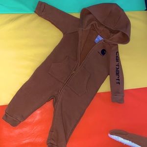 #CARHARTT Hooded coverall in brown 6m